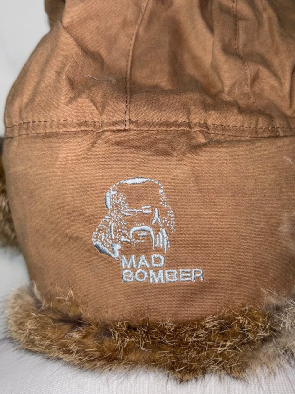 Mad Bomber Hat Trapper Waxed Cotton Mens M Khaki Tan Rabbit Fur Ear Flap Aviator - Picture 9 of 10